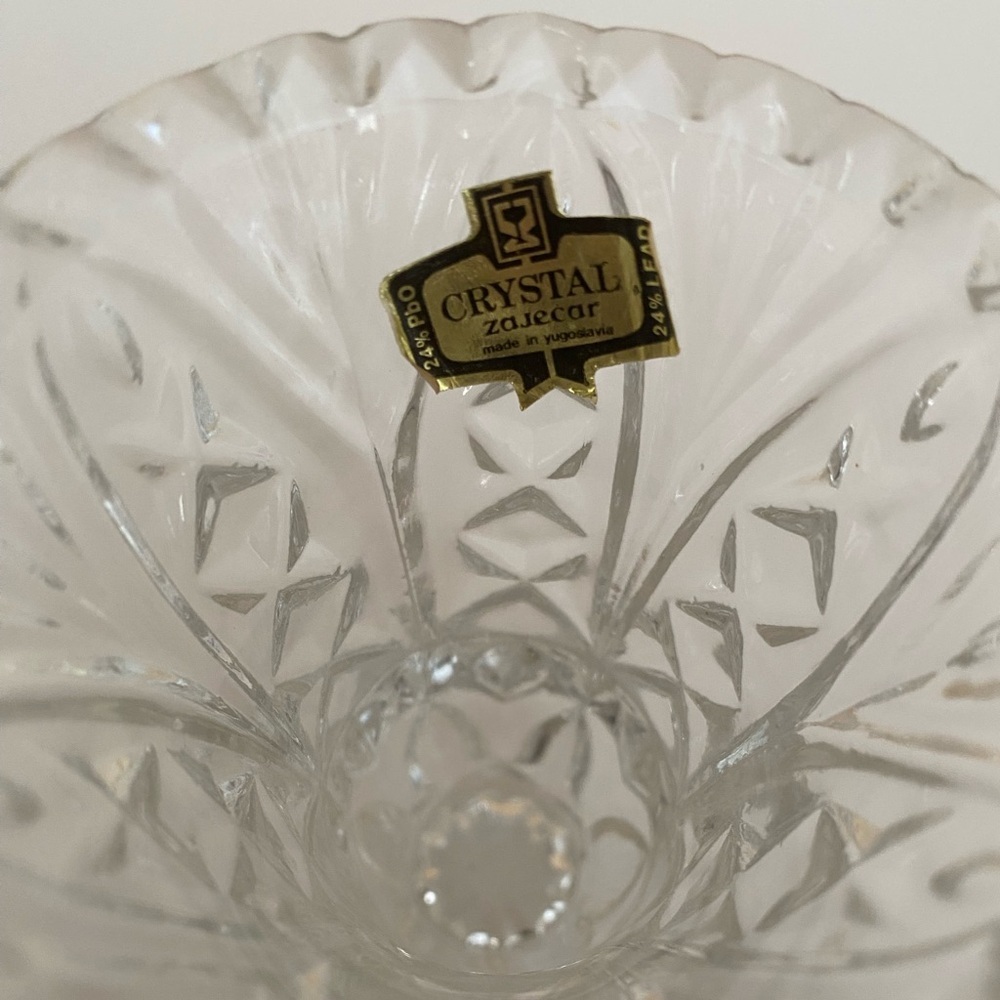 VINTAGE Zajecar 24% Lead Crystal Yugoslavia Elegant & Classy Toothpick Holder - Picture 6 of 10